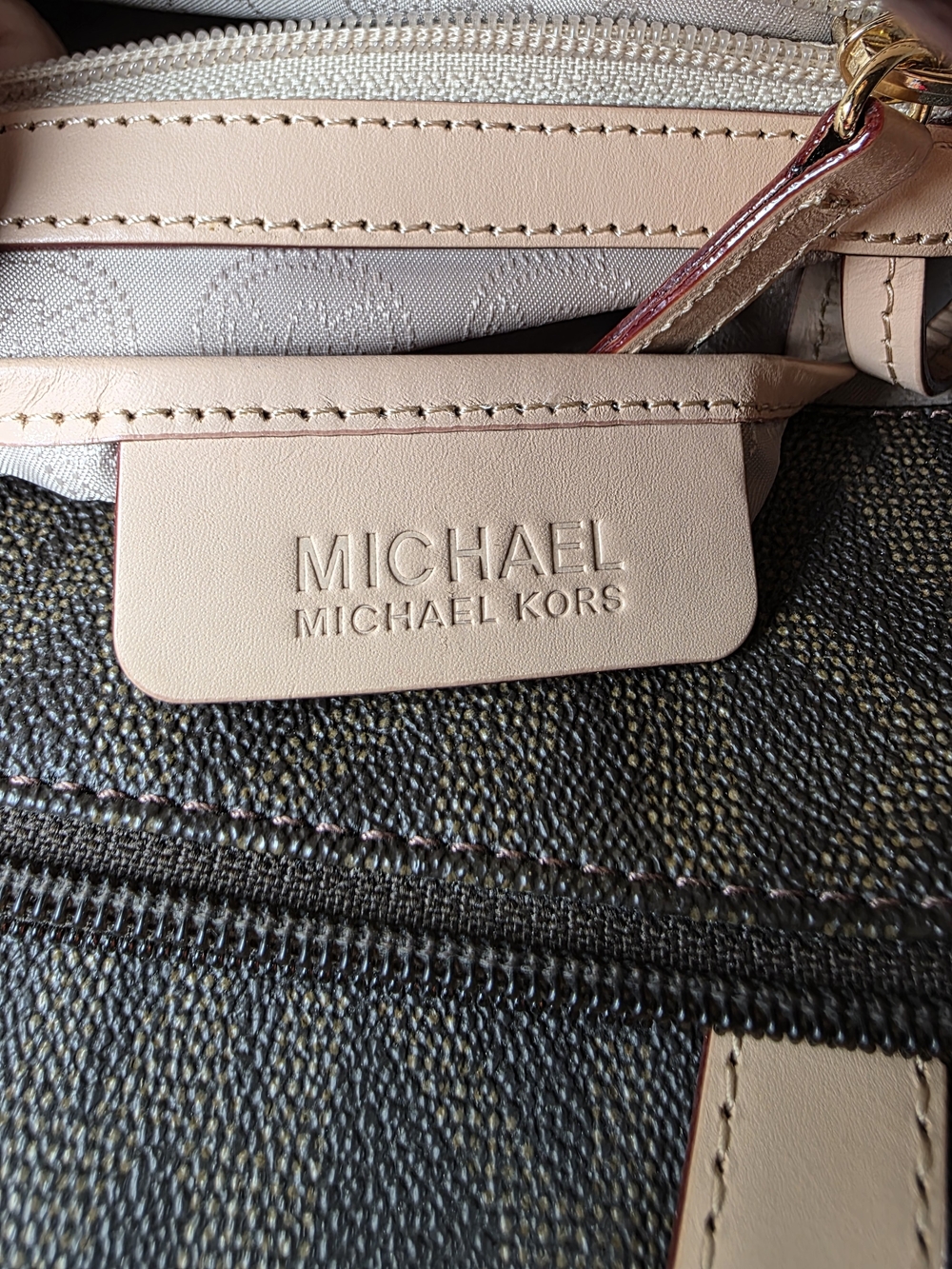 Michael Kors Jet Set Travel Brown Logo Tote Shoulder Bag Work Laptop School - Picture 10 of 13